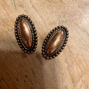 Solid Copper Clip On Earrings Vintage MCM